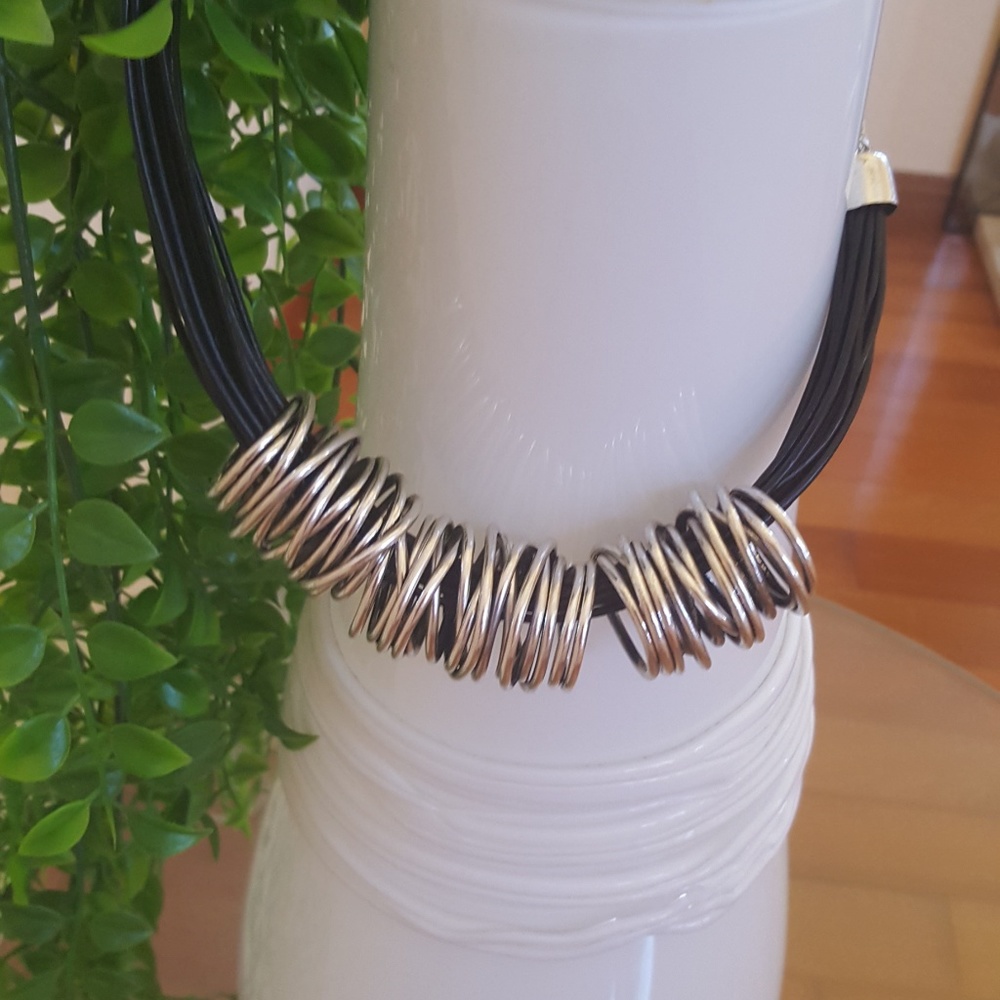 Black Leather Cord with Pendant Necklace
